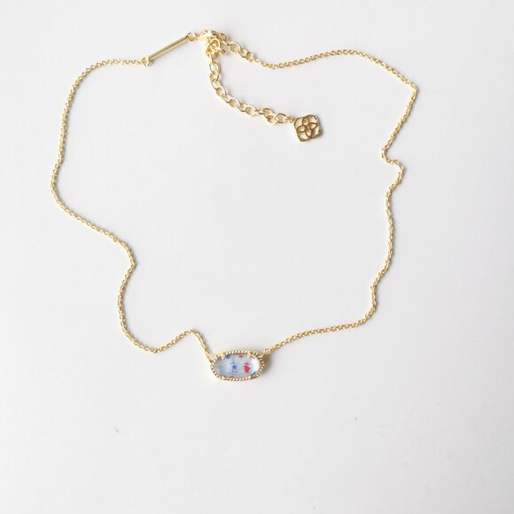 Kendra Scott Elisa Gold Red White Blue Star Necklace - Picture 3 of 3